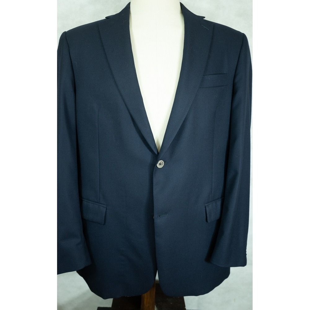 Hart Schaffner Marx Gold Trumpeter Mens Blazer Navy Blue 44L Sport Coat USA Made